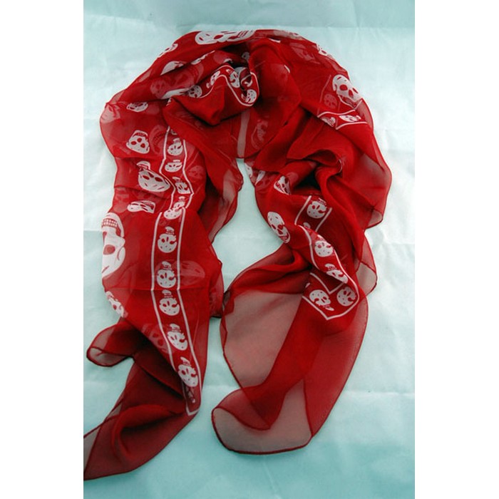 Silkaline skull scarf - red white